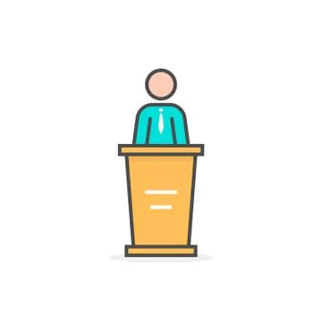 Colored linear spokesman icon Stock Illustration