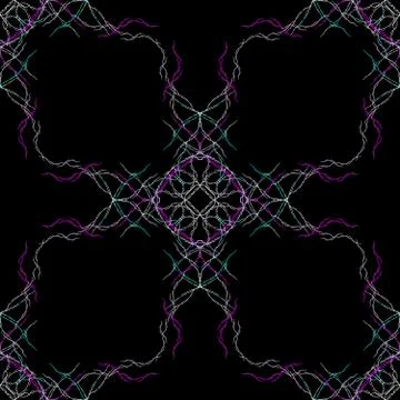 Colored lines on black background - seamless pattern Stock Illustration