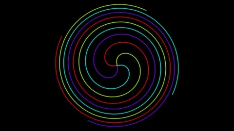 Colored lines swirl in a pattern on a dark background Stock Footage 331678357