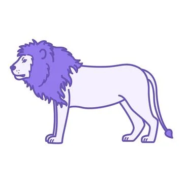 Colored Lion Icon. Vector Illustration. Carnivorous Mammal, Wild Cat. Lion .. Stock Illustration