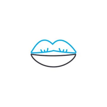 Colored lips vector thin line stroke icon. Colored lips outline illustration Stock Illustration