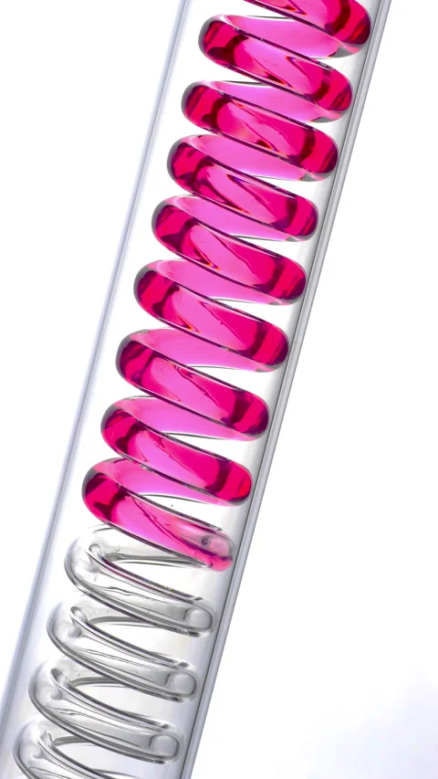 Colored Liquid Flowing Through Spiral Tube. Video stock 339202235