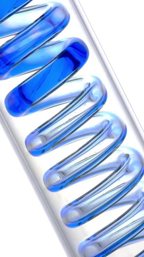 Colored Liquid Flowing Through Spiral Tube. Stock-Footage 339870991