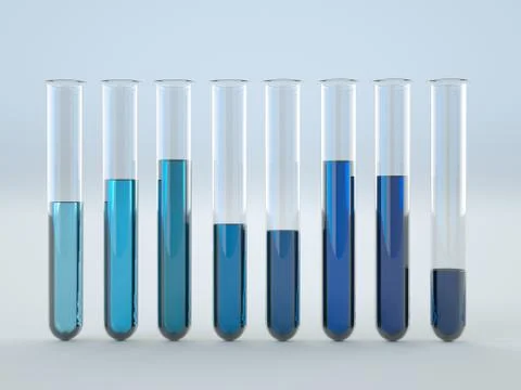 Colored liquids in test tubes on white background Stock Illustration