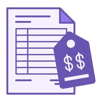 Colored List Price Icon. Vector Icon. Document and Price Tag. Manufacturer'.. Illustrazione stock