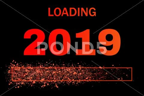 Colored loading bar with glitter for the year 2019 Stock Illustration