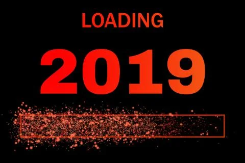 Colored loading bar with glitter for the year 2019 Stock Illustration