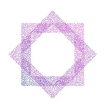 Colored logo with two squares in the form of dots and blue-red gradient. Neon Stock Illustration