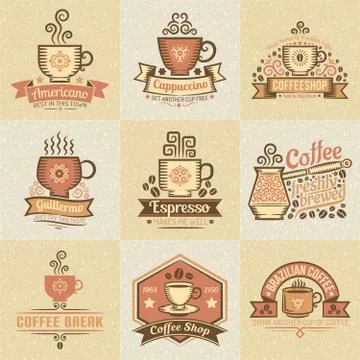 Colored logos for coffee bar Stock Illustration