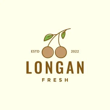 Colored longan fruit minimal logo Stock Illustration