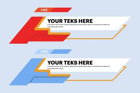 Colored lower third concept set vector template. modern, simple, clean style. Stock Illustration