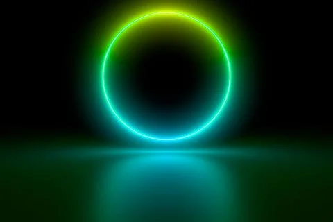 Colored luminous geometric shape on a black background. Stock Illustration