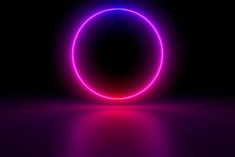 Colored luminous geometric shape on a black background. Stock Illustration