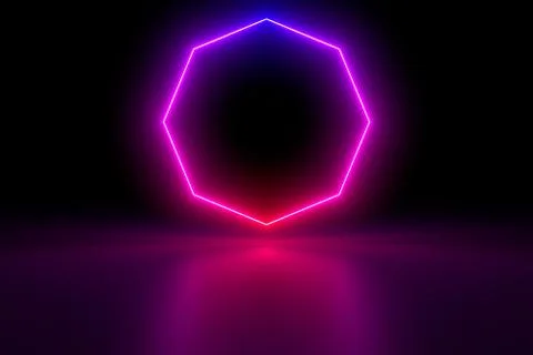 Colored luminous geometric shape on a black background. Stock Illustration
