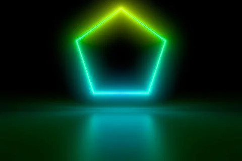 Colored luminous geometric shape on a black background. Stock Illustration