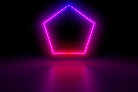 Colored luminous geometric shape on a black background. Stock Illustration