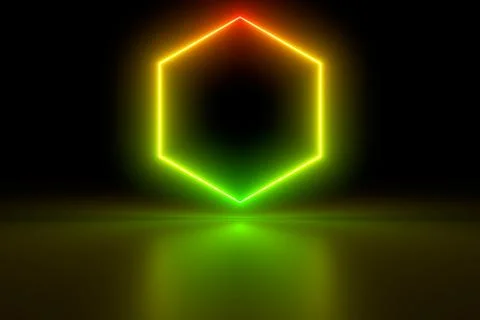 Colored luminous geometric shape on a black background. Stock Illustration