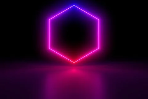 Colored luminous geometric shape on a black background. Stock Illustration