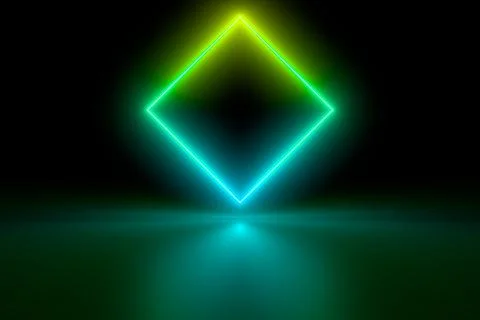 Colored luminous geometric shape on a black background. Stock Illustration