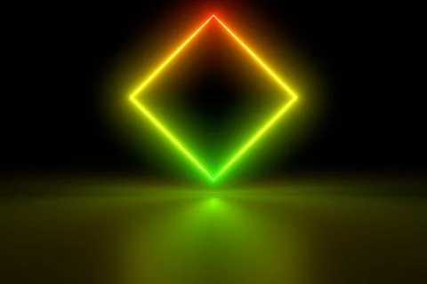 Colored luminous geometric shape on a black background. Stock Illustration