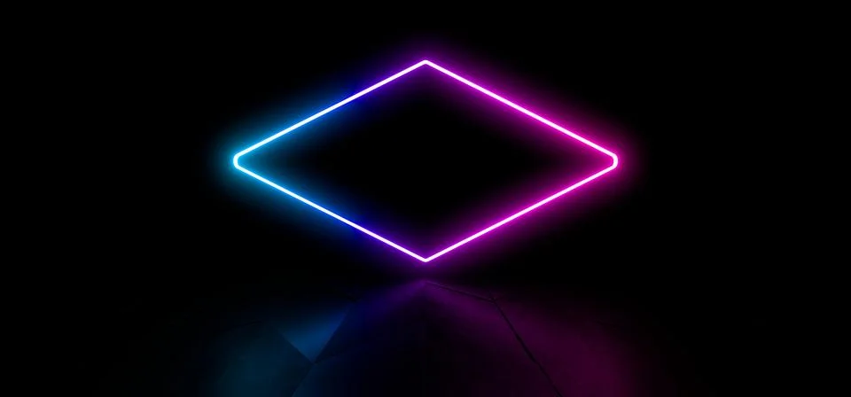Colored luminous geometric shape on a black background. 3d rendering image. Stock Illustration
