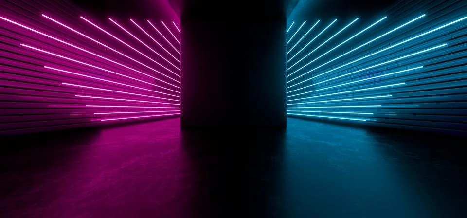 Colored luminous geometric shape on a black background. 3d rendering image. Stock Illustration