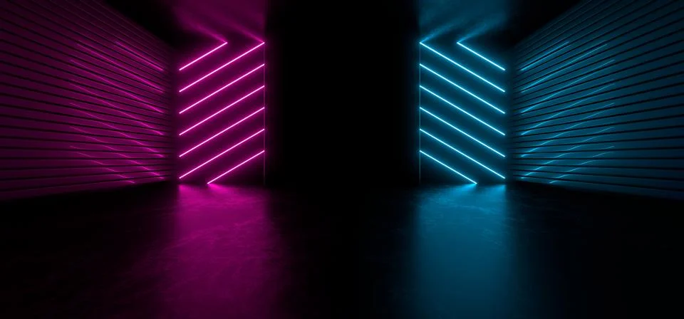 Colored luminous geometric shape on a black background. 3d rendering image. Stock Illustration