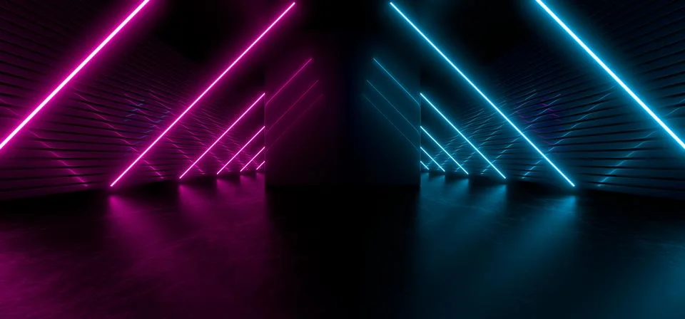 Colored luminous geometric shape on a black background. 3d rendering image. Stock Illustration