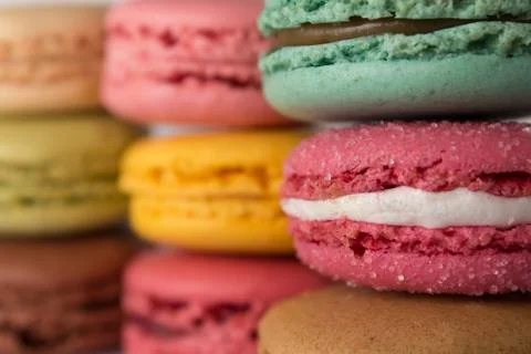 Colored macarons. stacked macaroons. Stock Photos