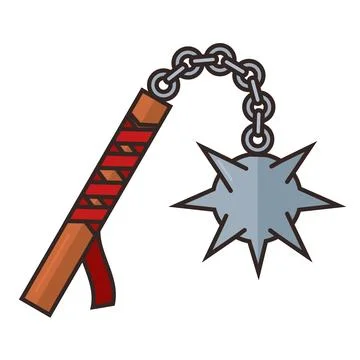 Colored mace medieval weapon icon Vector Stock Illustration