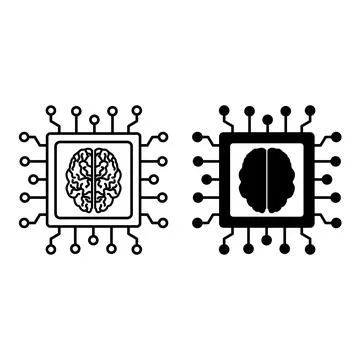 Colored Machine Learning Icons. Vector Illustration. Digital Brain. Part of.. Stock Illustration