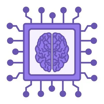 Colored Machine Learning Icons. Vector Illustration. Digital Brain. Part of.. 스톡 일러스트
