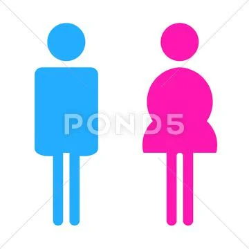 Colored male and female sign Stock Illustration