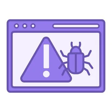 Colored Malware Icon. Vector Icon of Website and Malicious Virus Danger Sig.. Stock Illustration
