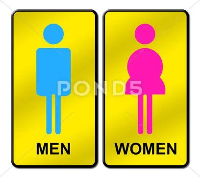 Colored man & woman restroom sign Stock Illustration