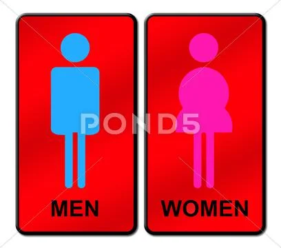 Colored man & woman restroom sign Stock Illustration