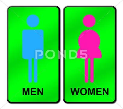 Colored man & woman restroom sign Stock Illustration