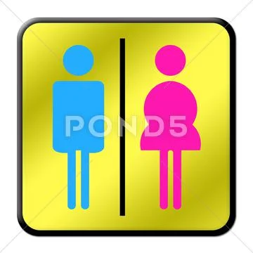 Colored man & woman restroom sign Stock Illustration