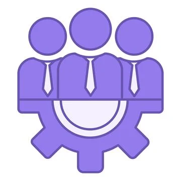 Colored Management Icon. Vector Icon of People in Ties and Gear. Team Work .. Stock Illustration