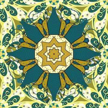 Colored Mandala. Vector geometric circle elements. Round Ornament Pattern on a b 스톡 일러스트