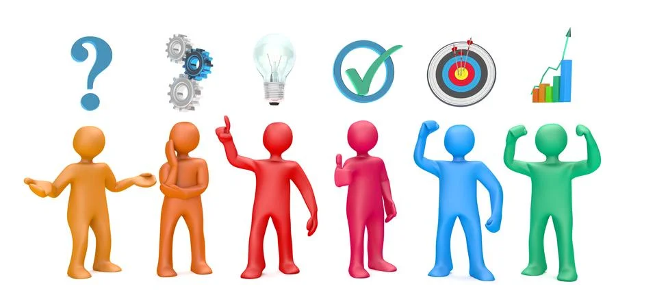 Colored Manikins Problem Solution Header Stock Illustration
