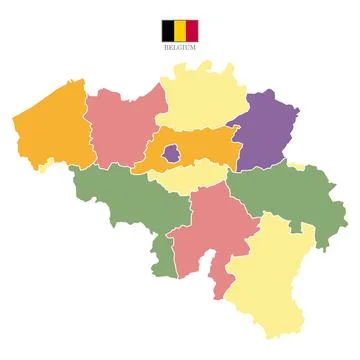 Colored map of belgium territories with Stock Illustration