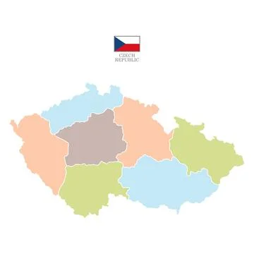 Colored map of Czech Republic with borders Stock Illustration