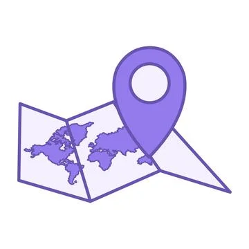 Colored Map Icon. Vector Map Icon with Geolocation. Travel and Vacation Conce Stock Illustration