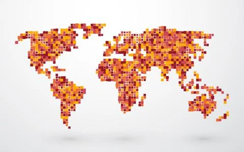 Colored map of the world from small squares Stock-Illustration