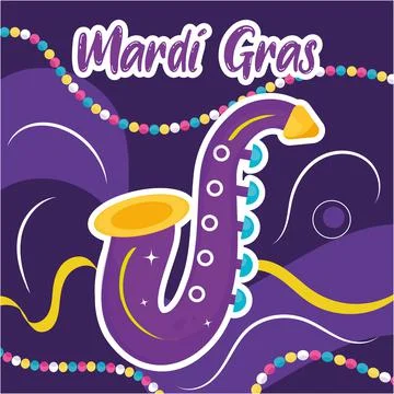 Colored mardi gras template isolated saxophone Vector Stock-Illustration