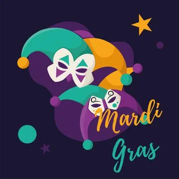 Colored mardi gras template pair of jester masks Vector Stock-Illustration