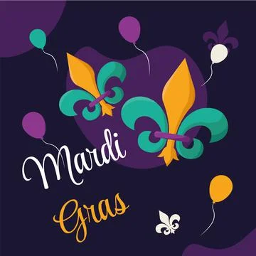 Colored mardi gras template Pair of fleur de lis symbols Vector Stock-Illustration