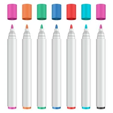 Colored marker set vector design illustration isolated on white background Stock Illustration