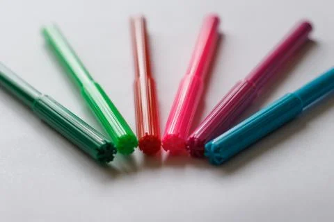 Colored markers with lids Stock Photos